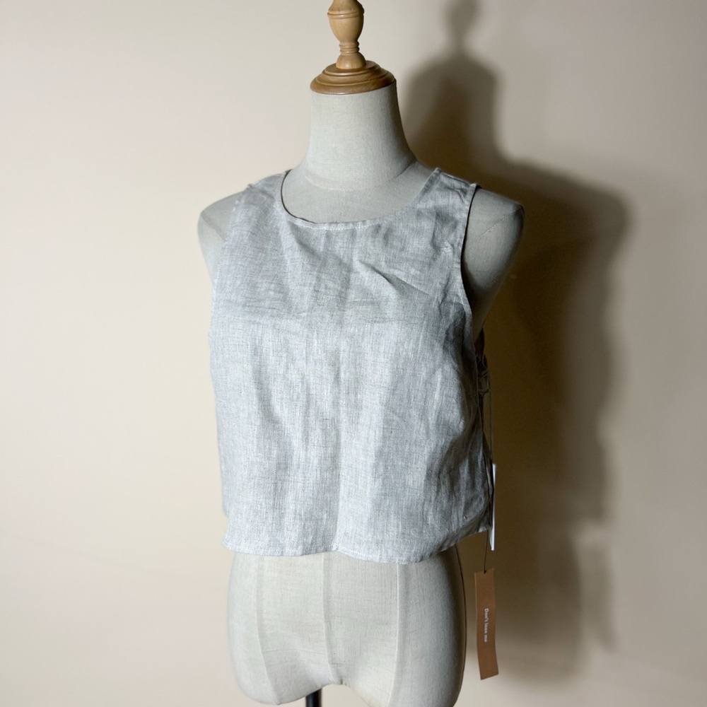 NWT REFORMATION Jacinda Linen Crop Top in Oatmeal Beige Medium - Picture 2 of 9